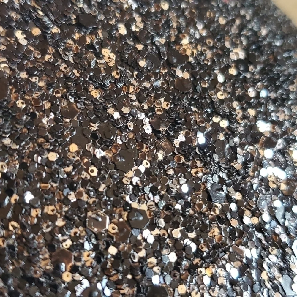 Vintage Black Silver Sequin Evening Bag with Chain